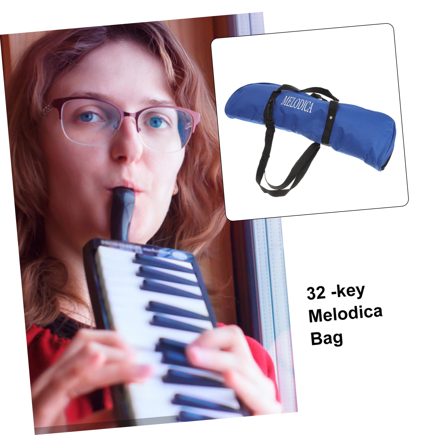 Levemolo 32-key Bag Blue Accordion Holder Expandable File Folder Strap Comfortable Carrying