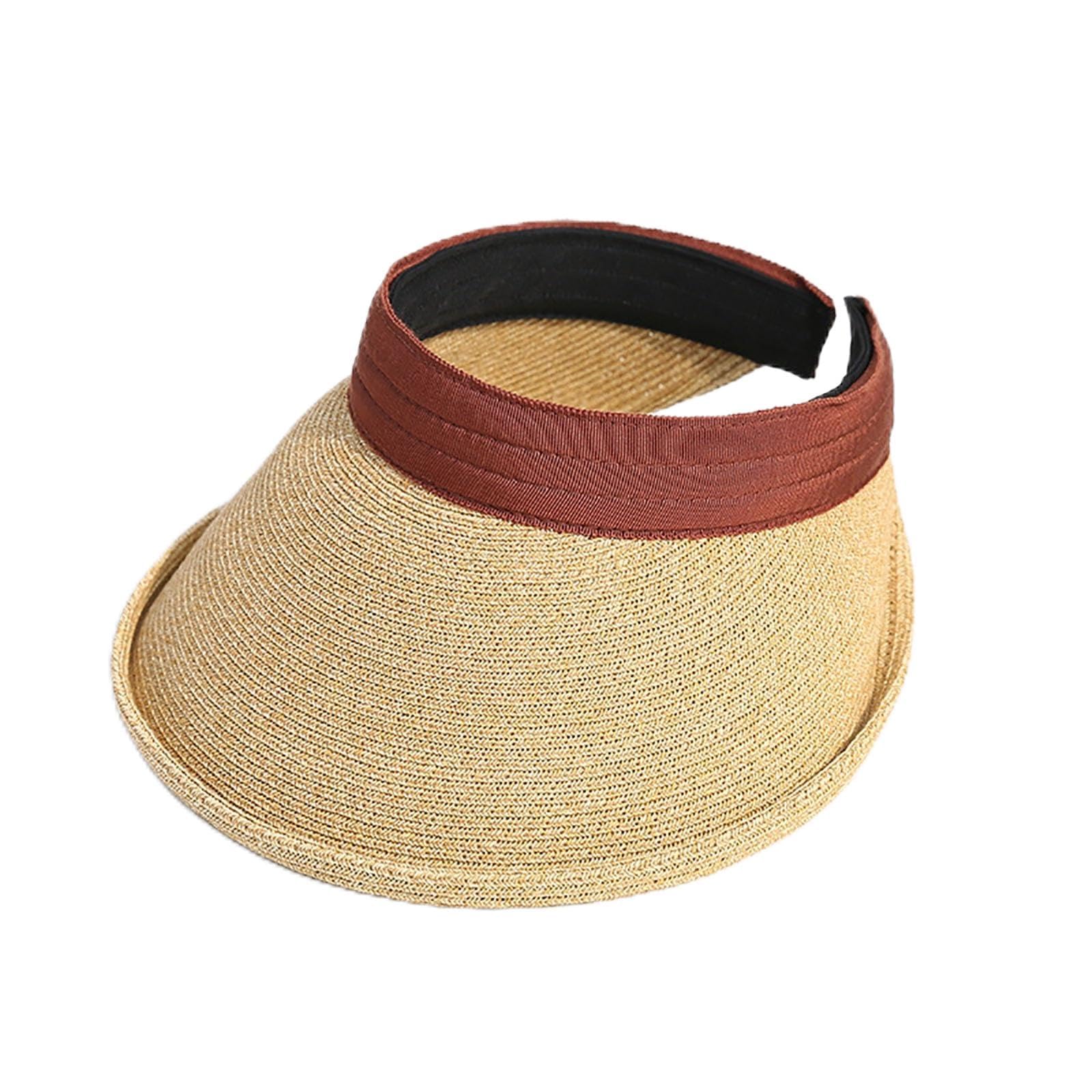 Sombreros De Paja para Mujer, Sombrero Viseras Mujer Verano De Paja Vacío con ala Grande Viseras para El Sol para Mujer Playa Viaje Vacaciones
