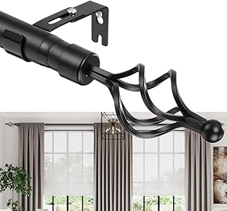 Curtain Rods for Windows 66 to 144" - 1 1/8 Inch Heavy Duty Curtain Pole,Adjustable Curtain Rod with Brackets Set for Livi...