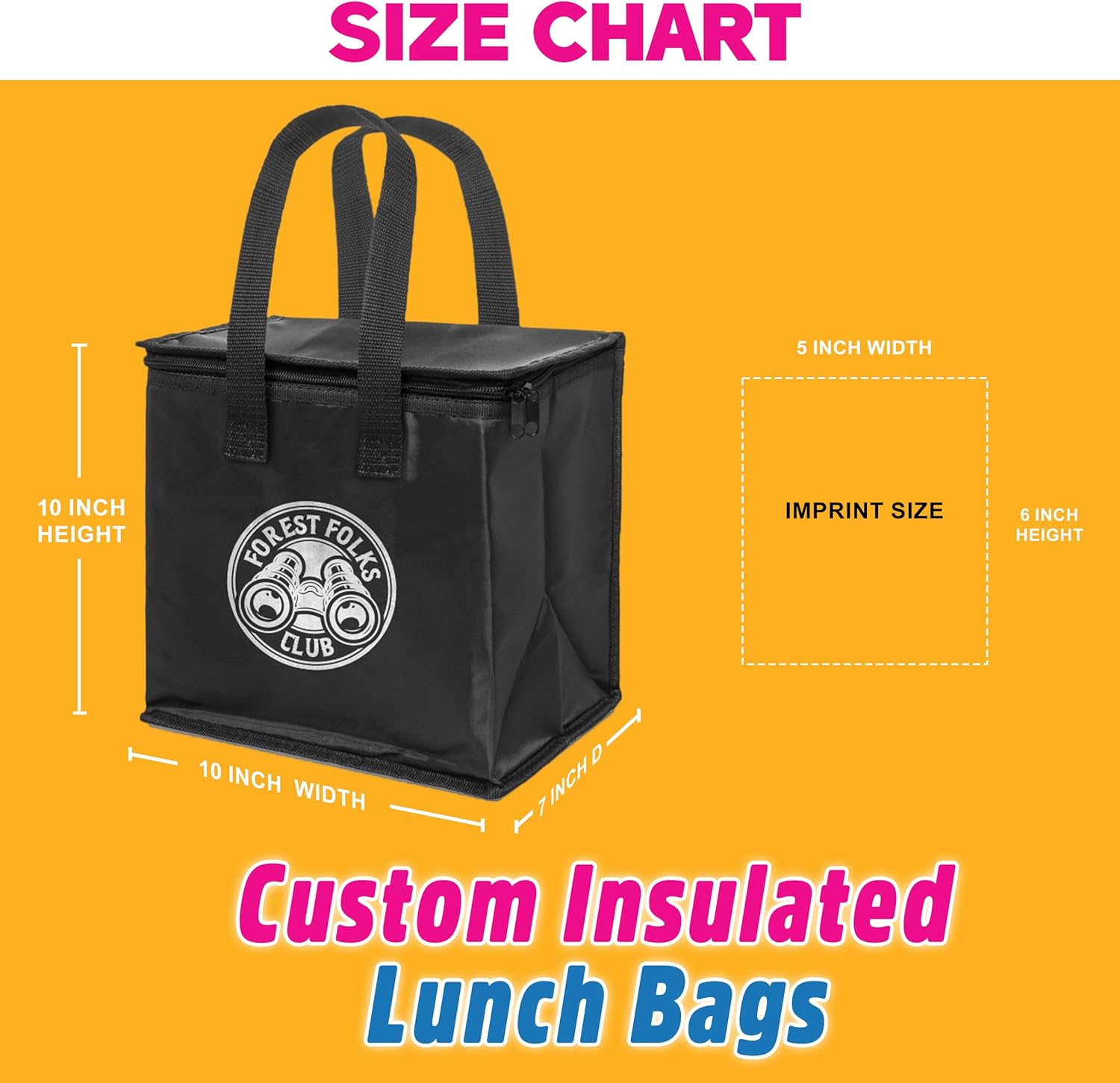 USMG Custom Insulated Lunch Bags with Logo – Reusable Thermal Lunch Tote (Royal Blue, Qty 12)