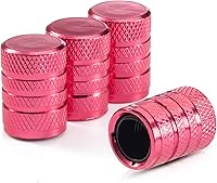 HZJDPROTOOL Pink Tire Valve Stem Caps (4 Pack) - Durable Metal Corrosion-Resistant Leak-Proof Caps for Cars, Bikes & Trucks