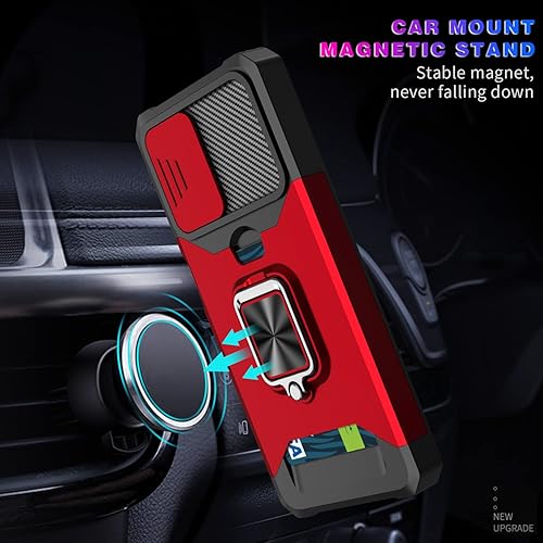 Miniatura 7 de Funda diseñada para Samsung Galaxy A13 5G, soporte giratorio con soporte para tarjetas, cubierta deslizante para cámara, protección de lente, funda