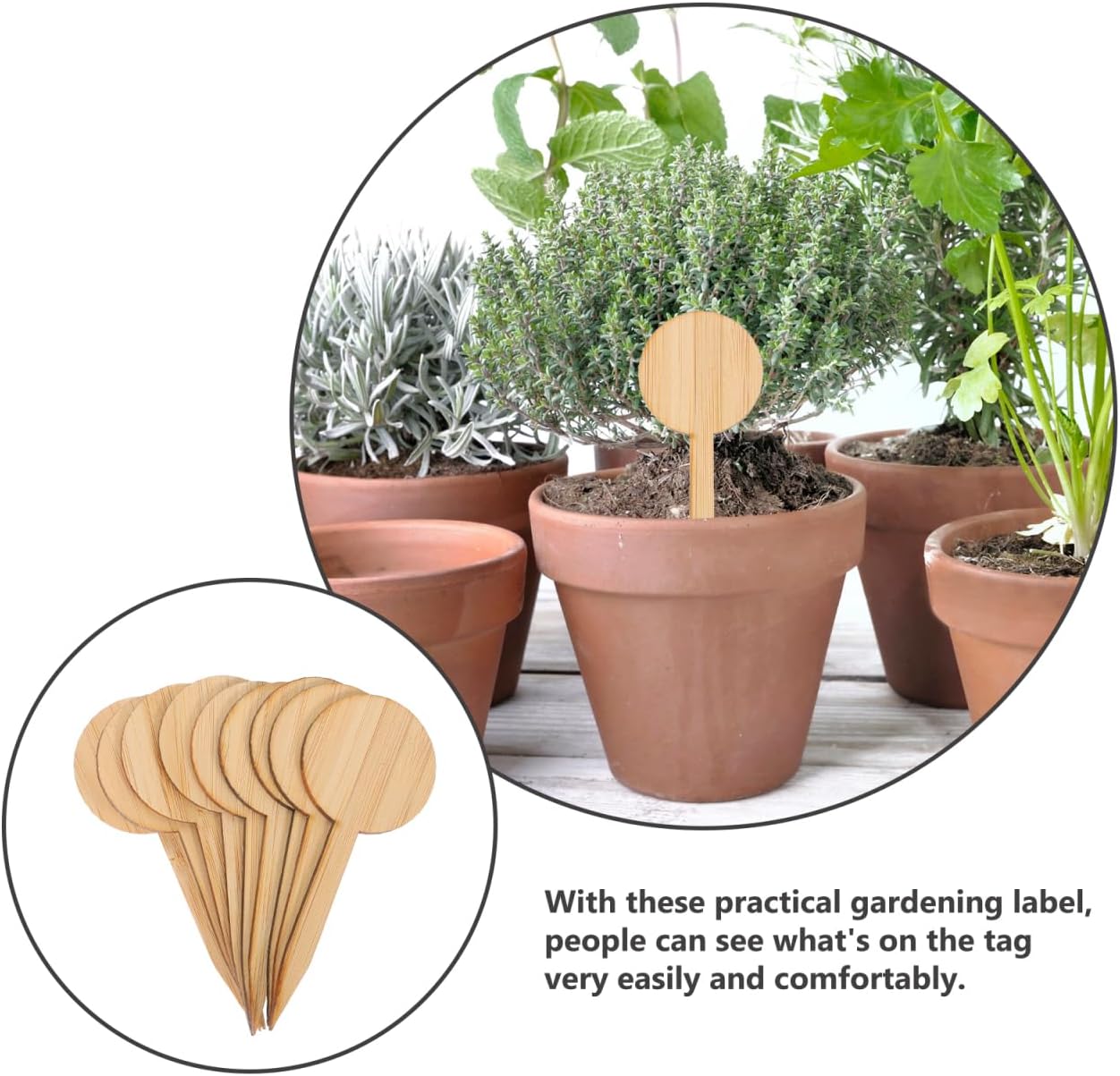 Tofficu 20-Pack Bamboo Plant Labels, 3.9-Inch Outdoor Garden Markers image 5