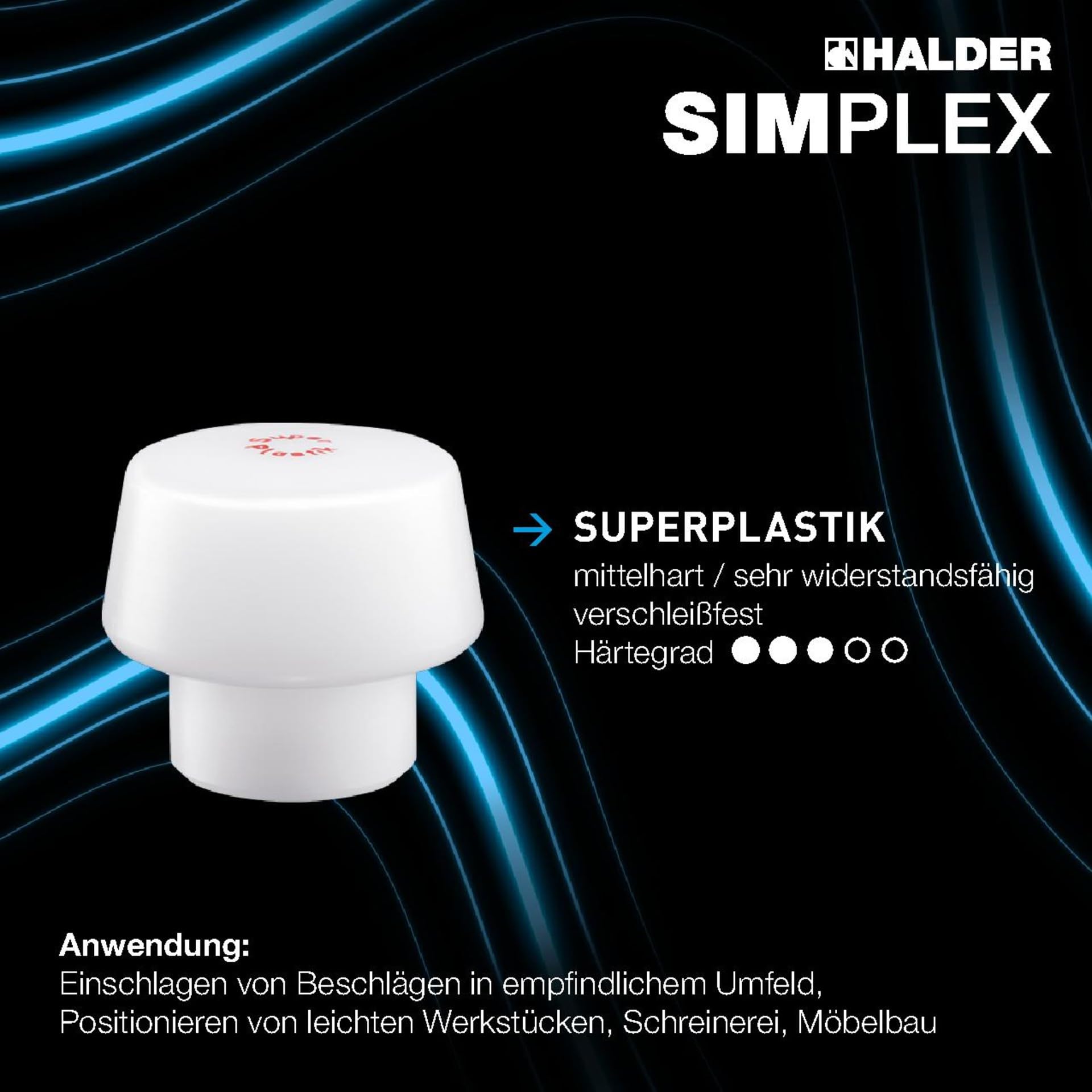 HALDER - Plusbox Schreinerarbeiten, SIMPLEX-Schonhammer, TPE-soft/Superplastik plus Konturenlehre | 3117s004