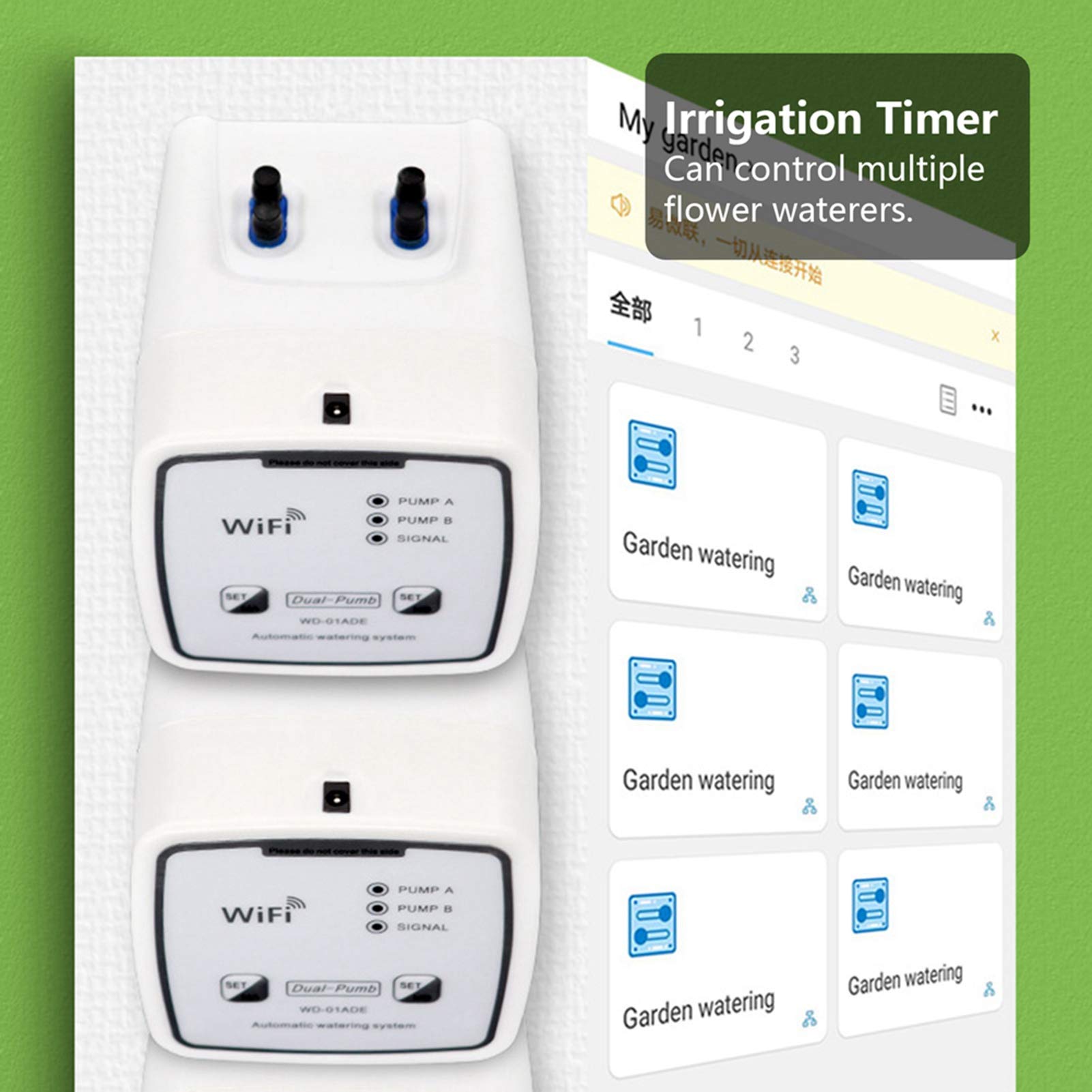 bewässerungs-timer wifi-bewässerungs-timer Bewässerungs-Timer 100-240 V WiFi Intelligente Gartenbewässerungs-Timer-Doppelpumpe, unabhängig mit Aus-Speicher-Funktion Arbeiten(WiFi Doppelpumpe Becken-2)