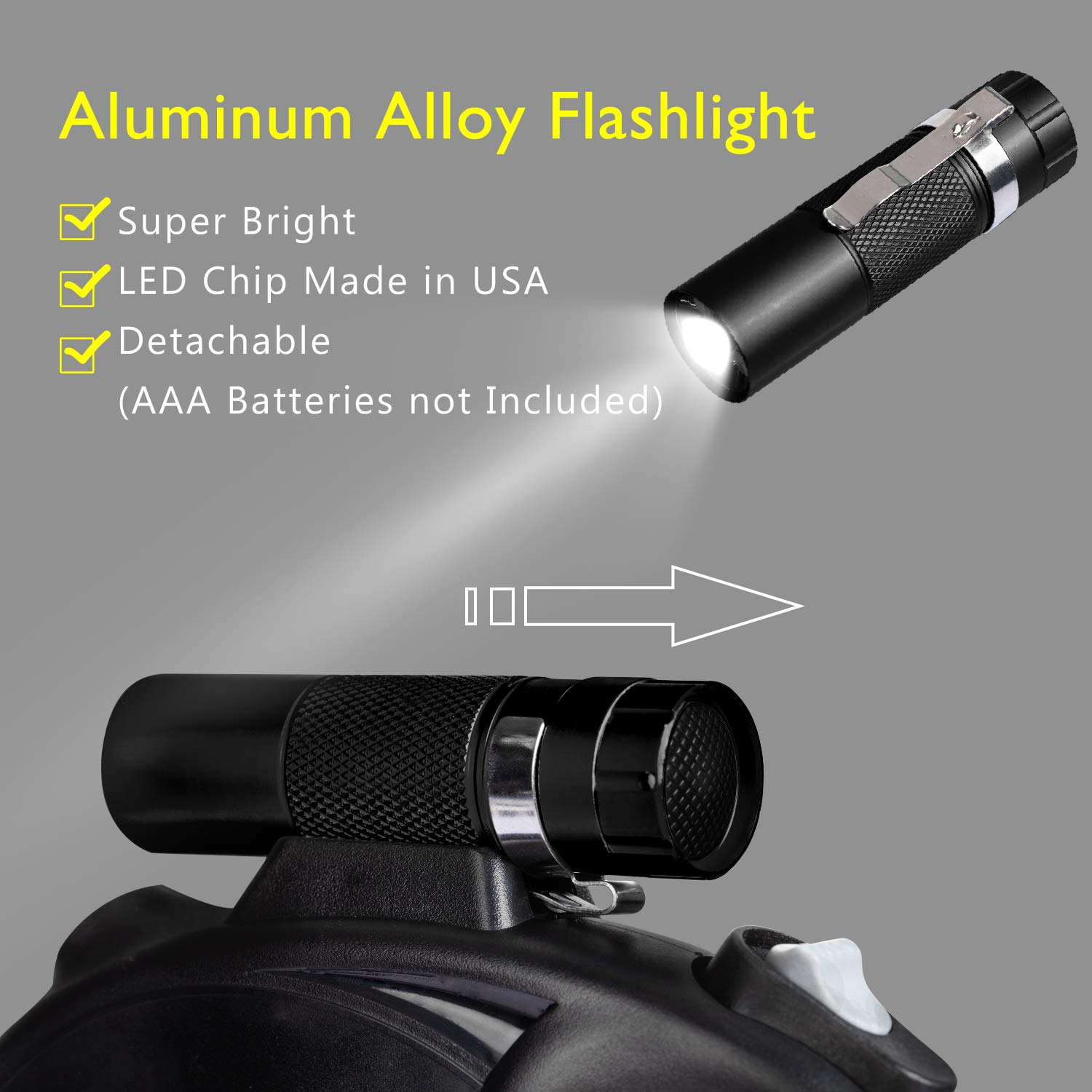 Happy & Polly 4 in 1 Dog Leash Retractable Dog Leash Heavy Duty 16.4 ft Dog Walking Leash with Flashlight Detachable/Protective Bungee Leash/Magic Box Dispenser Poop Bags for Small Medium Dogs