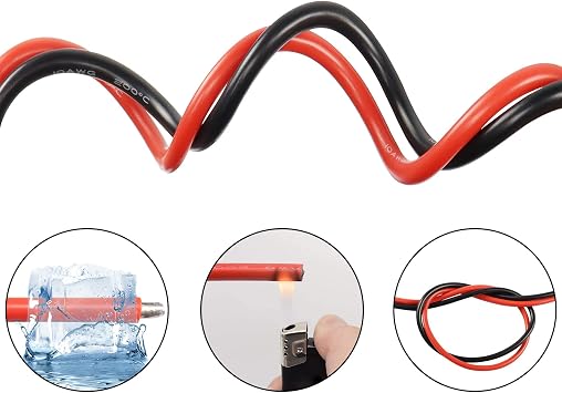 Solar Battery Cables 10 Gauge Power Inverter Cables with 3/8 Ring Terminals 10AWG Wire Tinned Copper Tray Extension Cable for Solar,RV,Auto Car,Boat (1M)