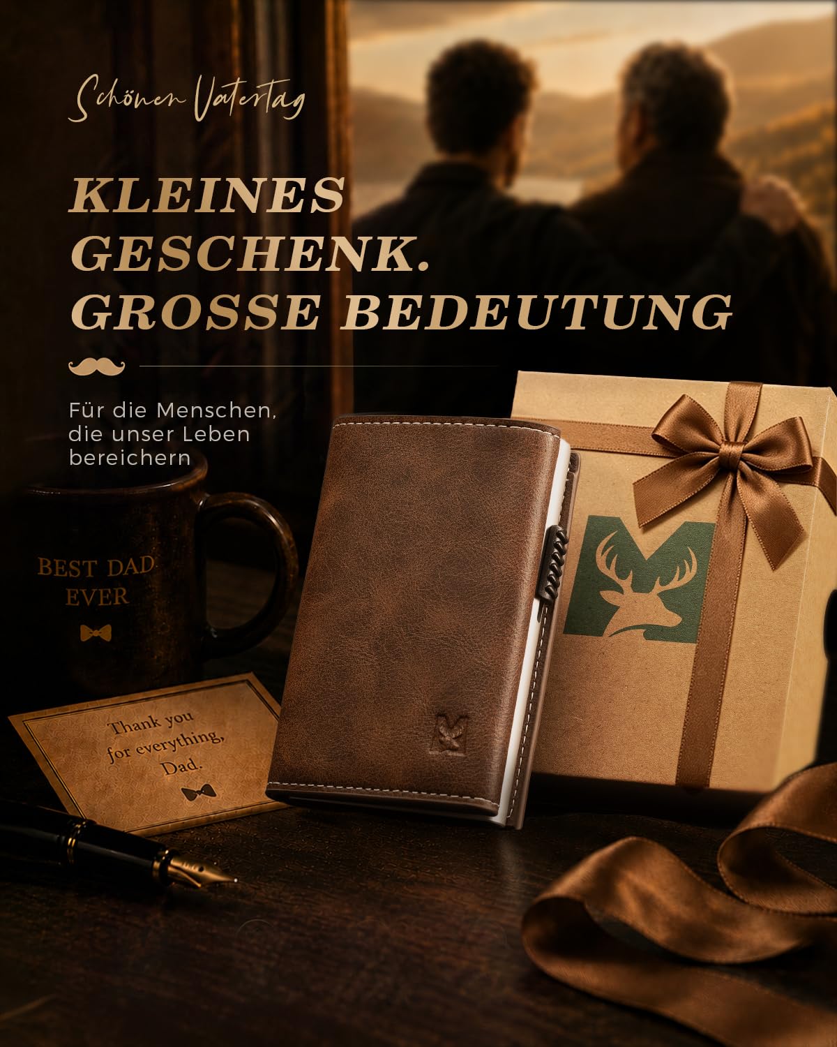 Geldbörse Herren mit Münzfach & RFID-Schutz, Smart Wallet mit Sichtfenster, Portmonee Geldbeutel Herren, Portemonnaie Herren mit 6 Kartenfächern für bis zu 11 Karten (Braun)