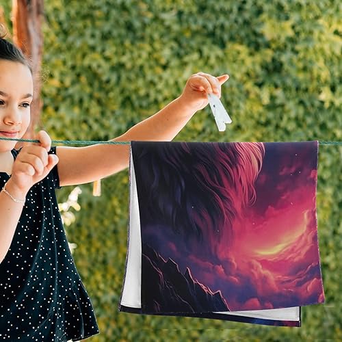 Vista 97 de Juego de 2 toallas de baño de color morado, remolques de mano de lobo, toallas de baño, toallas suaves y absorbentes para baño, cocina, gimnasio