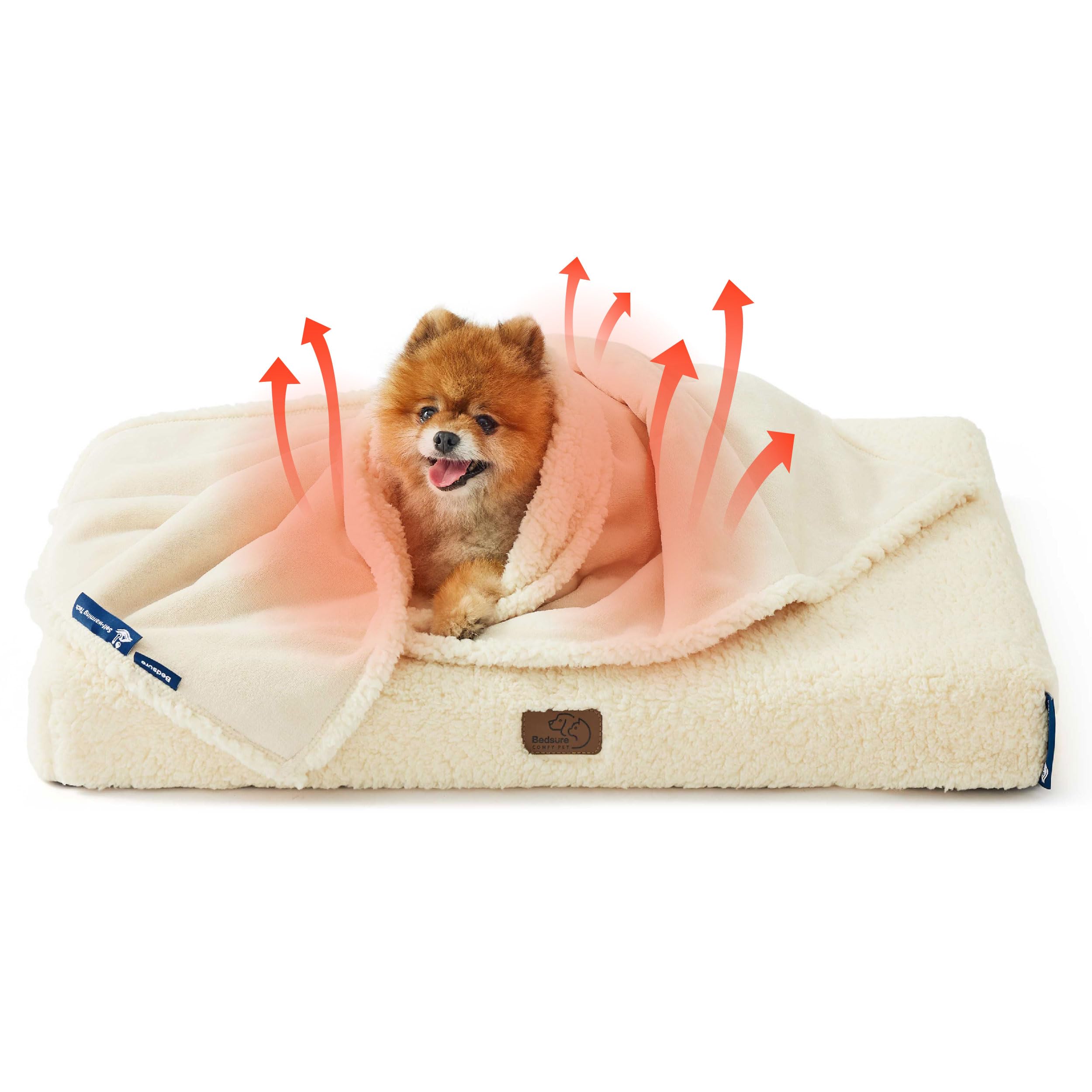 Bedsure Self Warming Dog Blankets for Small Dogs Waterproof - 25"X35" White