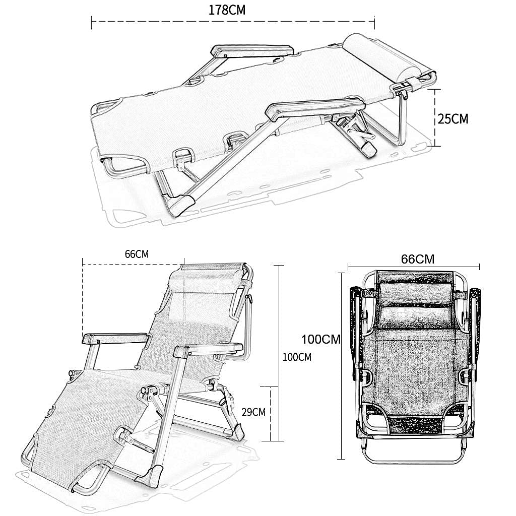 Sedia per il tempo libero per la casa Sedia pieghevole da giardino Reclinabile Lettino da sole Sedia reclinabile pieghevole per spiaggia Patio Giardino Campeggio all'aperto con poggiatesta needed