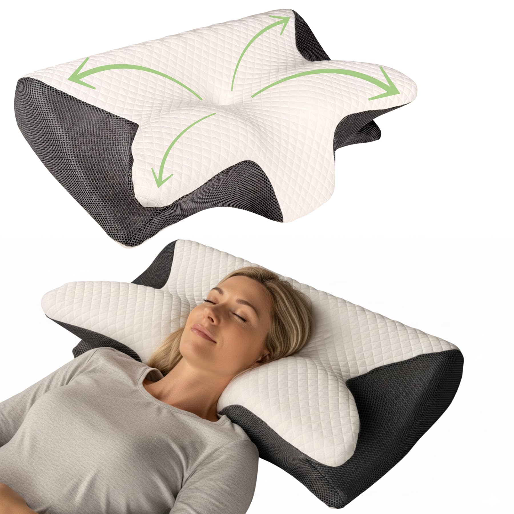 Almohada Cervicales y Cuello, Almohada Antironquidos, Almohada Viscoelastica, Almohada Dormir de Lado, Memory Foam, Almohada Ortopédica Cervical
