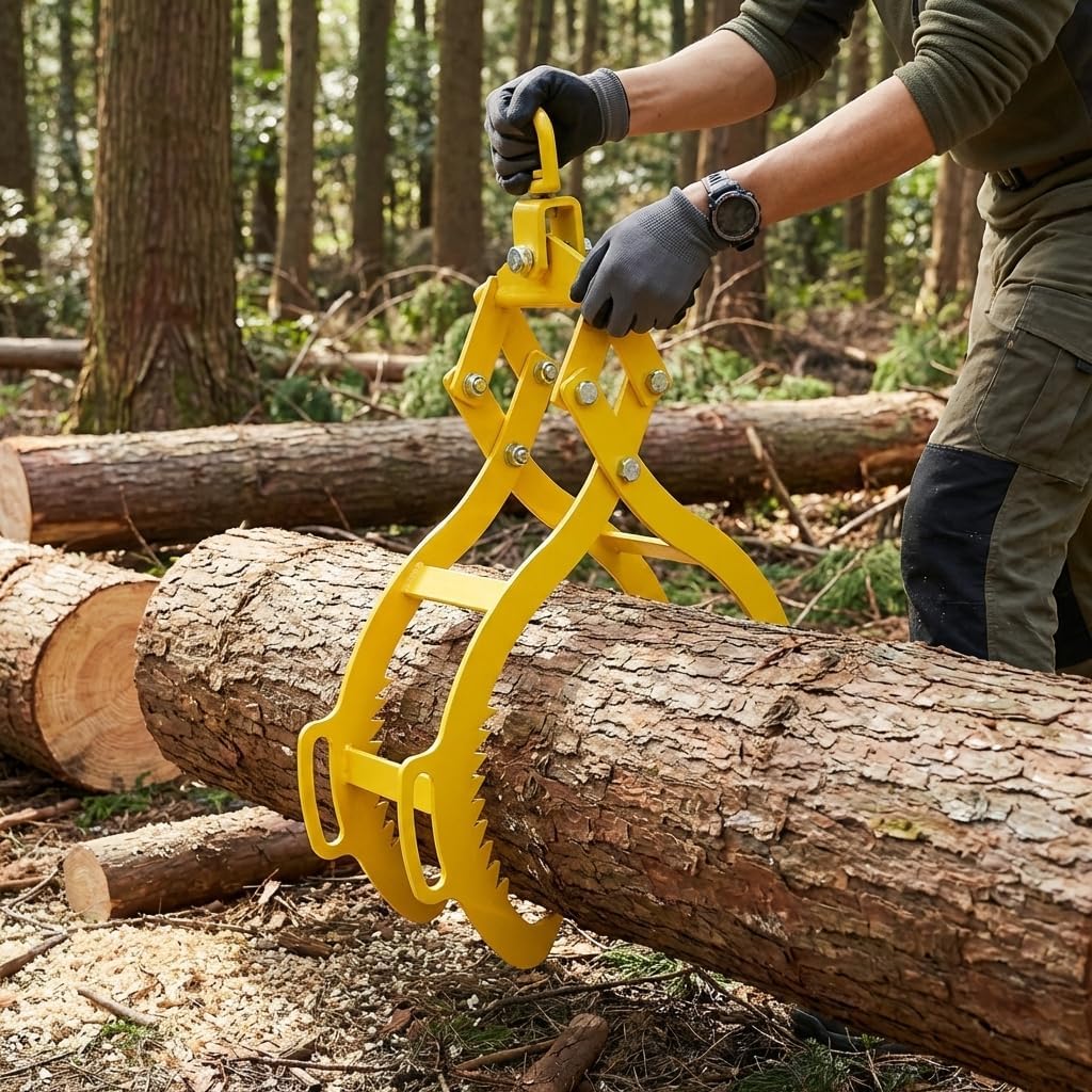 4 Claw Timber Log Lifting Logging Tongs Grabber Tong 28", Heavy Duty Solid Steel, Professional Forestry Tool for Moving Logs with Secure Grip, Ideal for Firewood Handling and Outdoor Woodworking