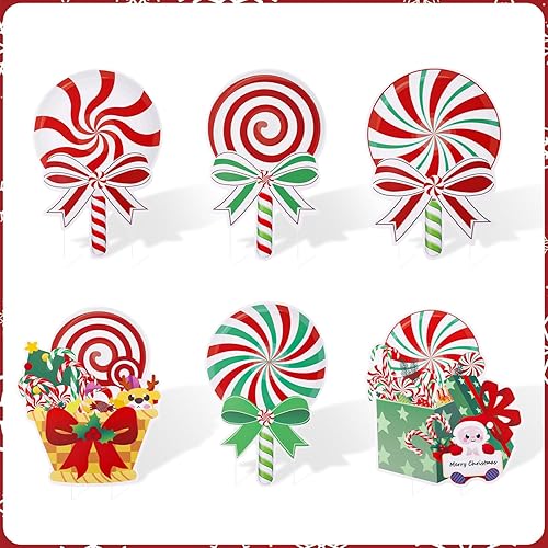Miniatura 3 de 6 carteles de decoración de Navidad para exteriores, letreros de plástico de menta con estacas para patio, decoraciones de Navidad para patio al