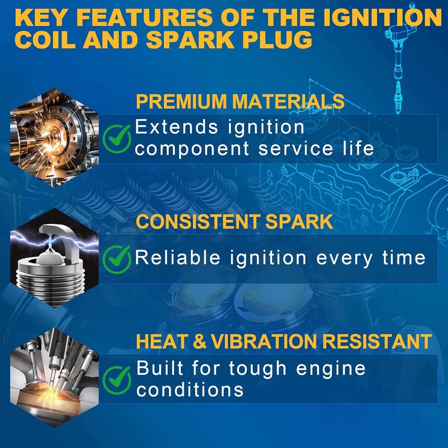 Ignition Coil Pack & Iridium Spark Plug Kit for 2.4L L4 Engine, Fits Honda Accord 2013-2017, CRV 2015-2019, Acura TLX 2015-2020, ILX 2016-2022, Replaces UF712 & 93501