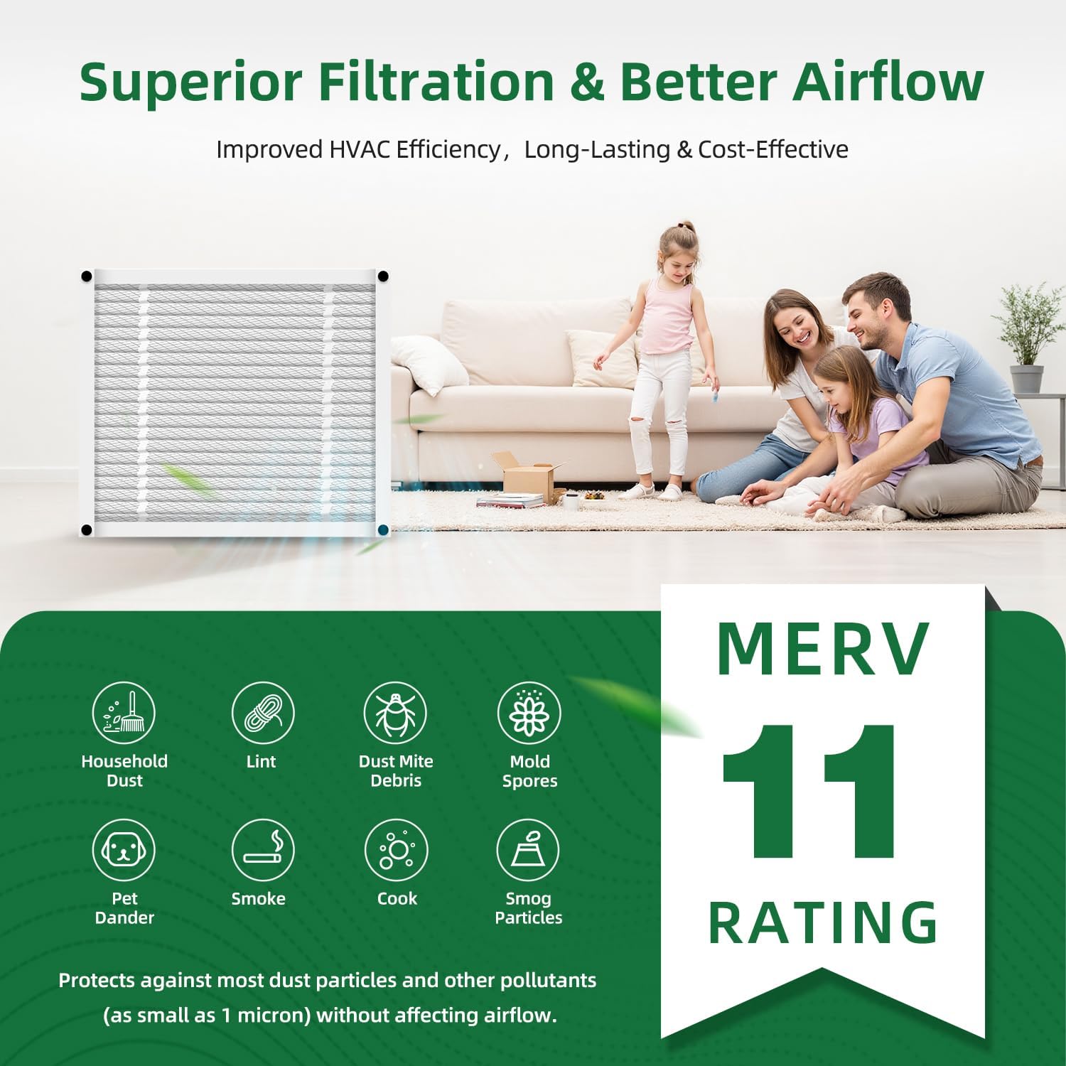 16x20x4 Furnace Filter Replacement MERV 11 Compatible with Honeywell FC100A1003,HVAC Foldable (Actual Size: 15.94 x 19.75 x 4.38 In) (1-Pack)