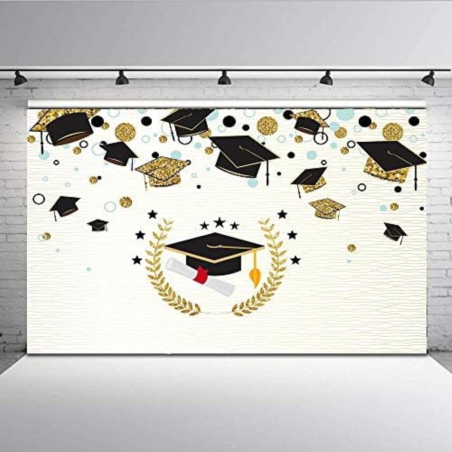Fond photo doré noir graduation en tissu de 200x125cm pour photocall
