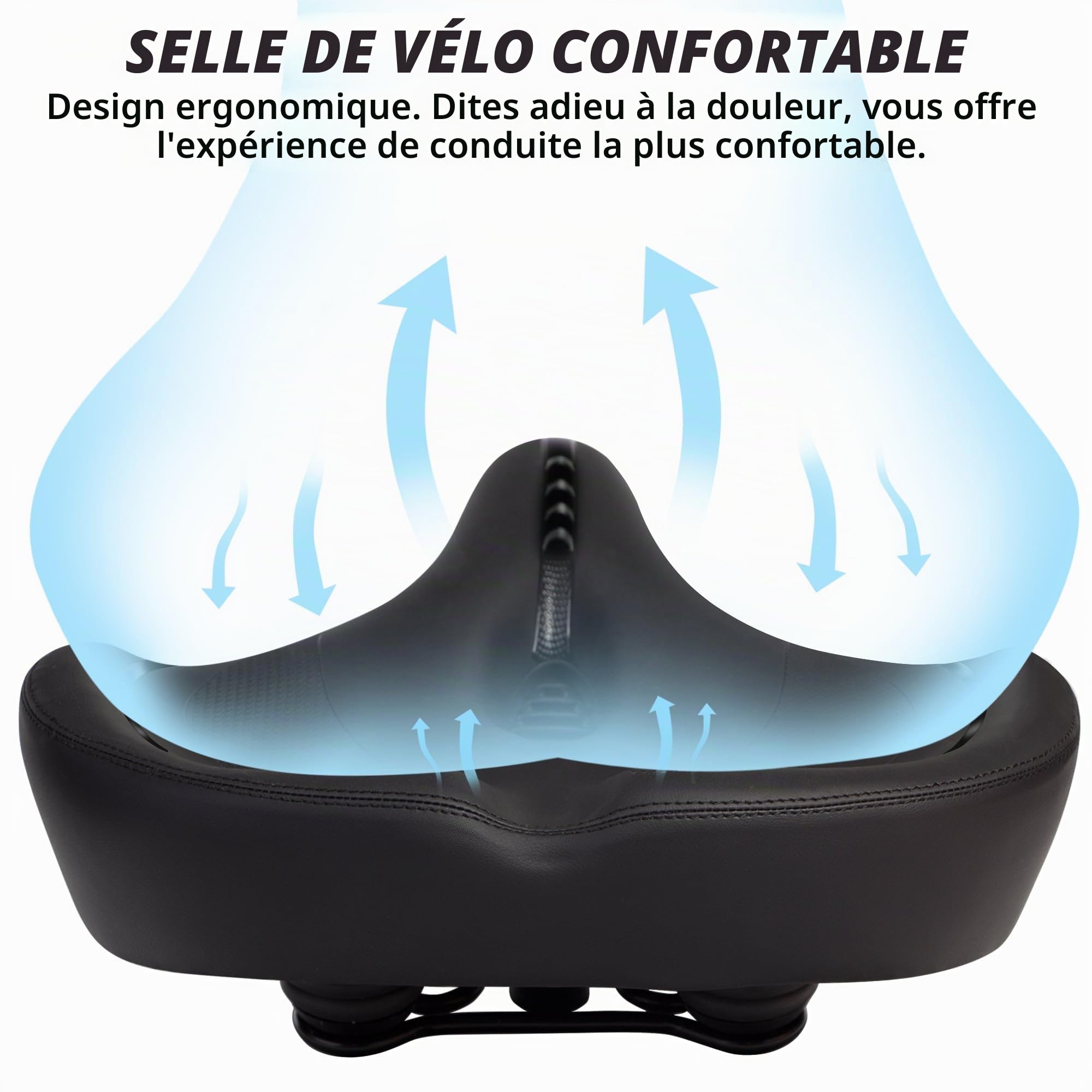 CDYWD Selle de Velo Ultra Confortable Femme et Homme - Extra Large, Rembourrage Doux, avec Suspension, Selle de Vélo Ergonomique - Selle Confort Velo pour VTT, Vélo De Ville, Ebike, Vélo Stationnaire