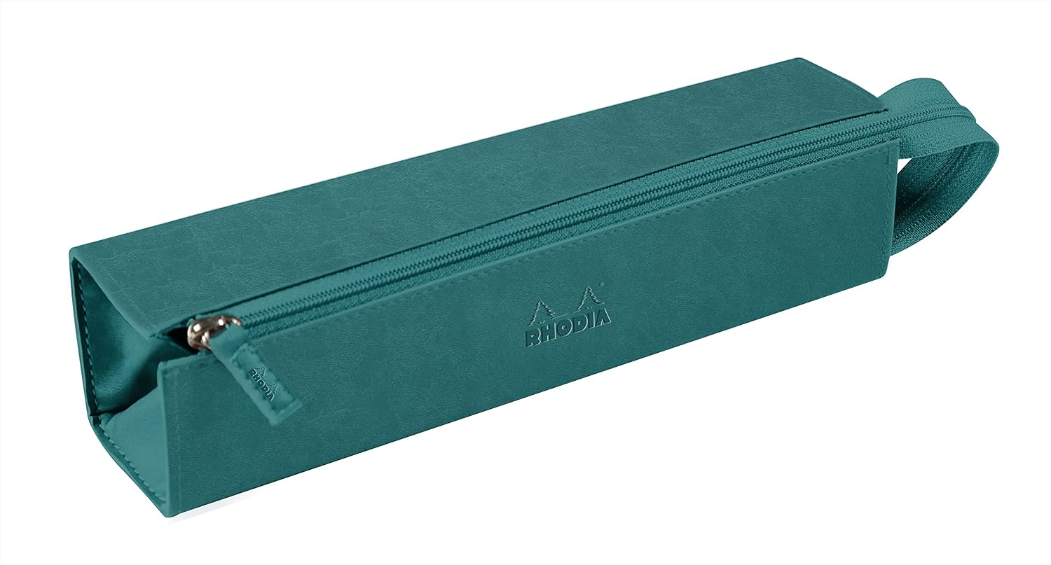 RHODIA 319033C, Pencil case Rhodiarama Peacock, 23x5x5 cm, Flat opening for use as a pencil case, Faux leather