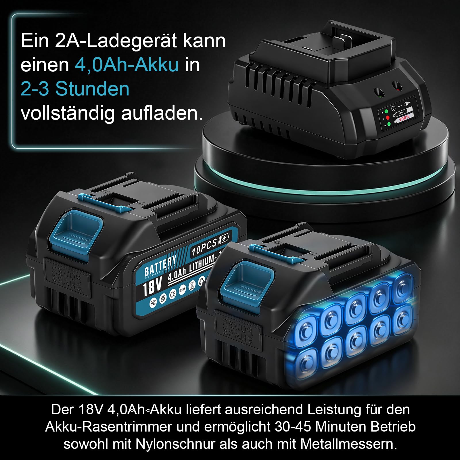 Akumulatorowa podkaszarka do trawy 1200 W z 2 akumulatorami i ładowarką