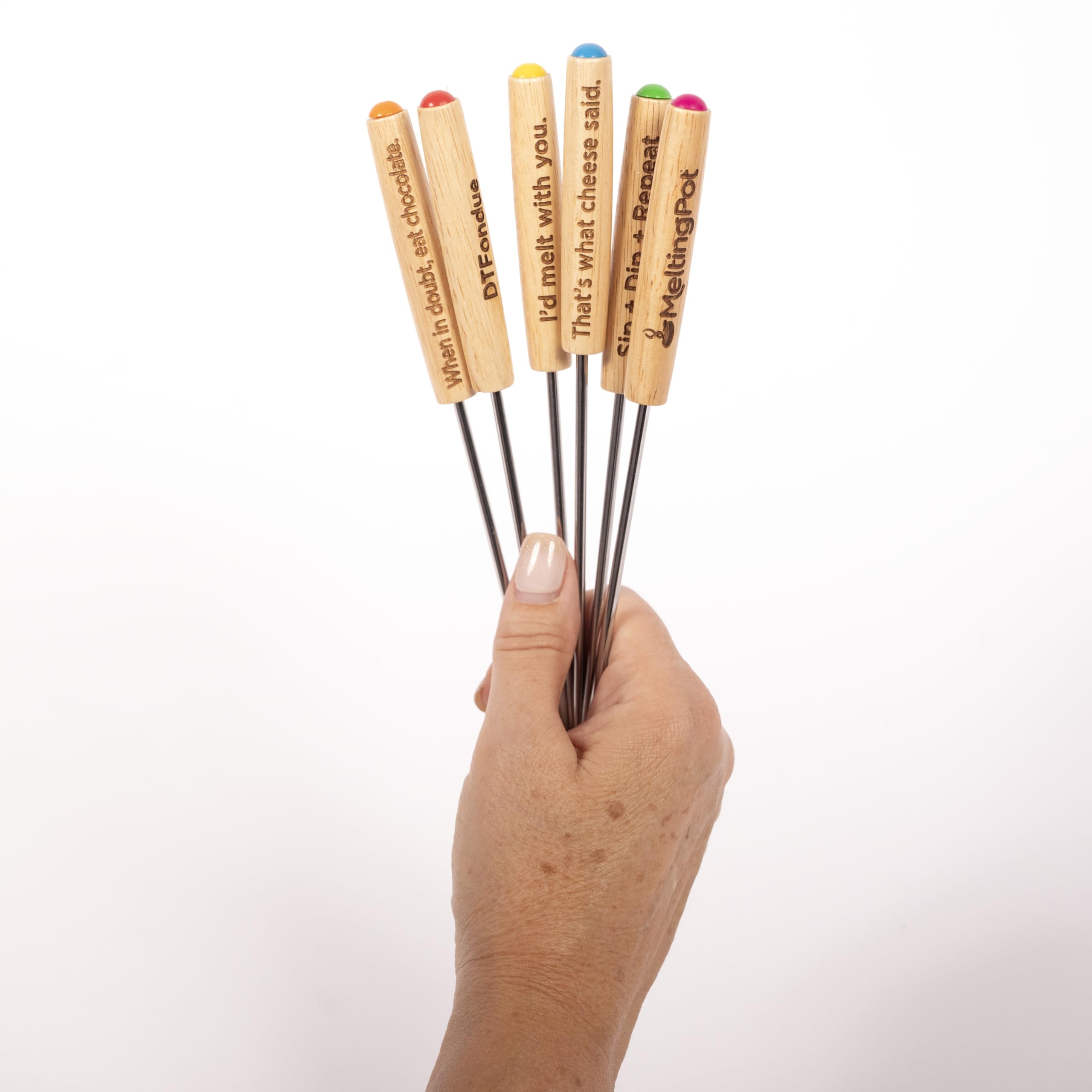 Melting Pot Fondue Forks, Stainless Steel, Color-Coded Handles, 6-Piece Set — Amazon image 4