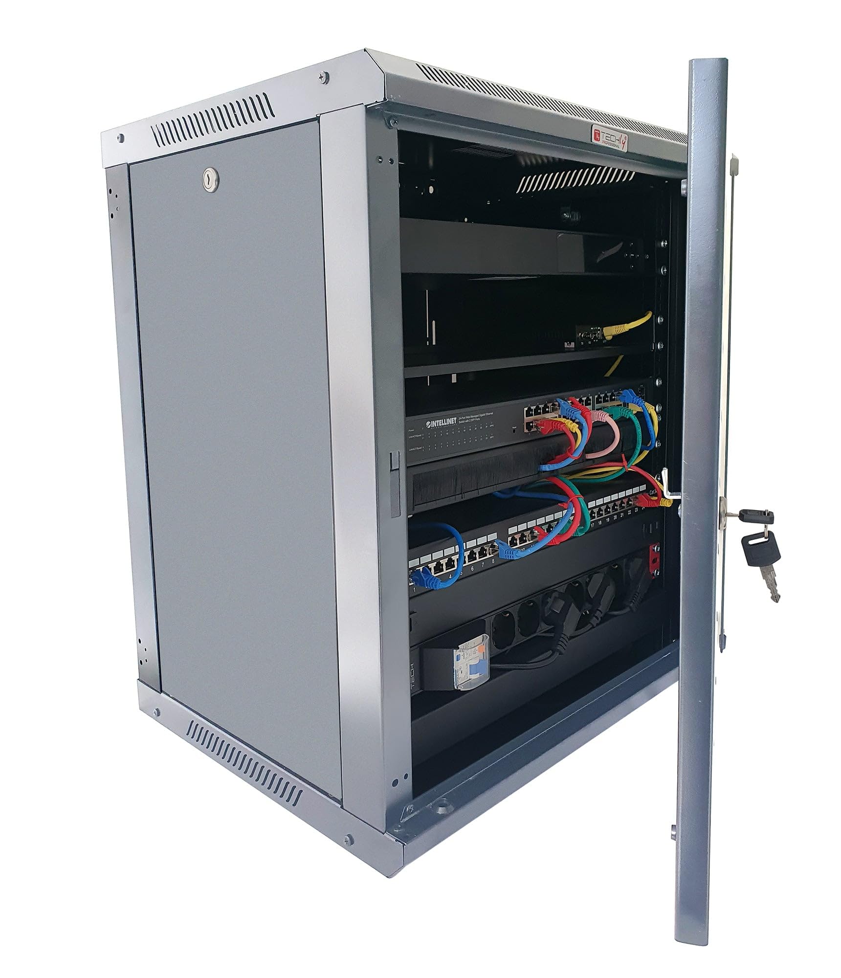 Techly Professional 367386 Armadio Rack 19" a Muro 15 unità P.450 mm Flat Pack Grigio Grigio