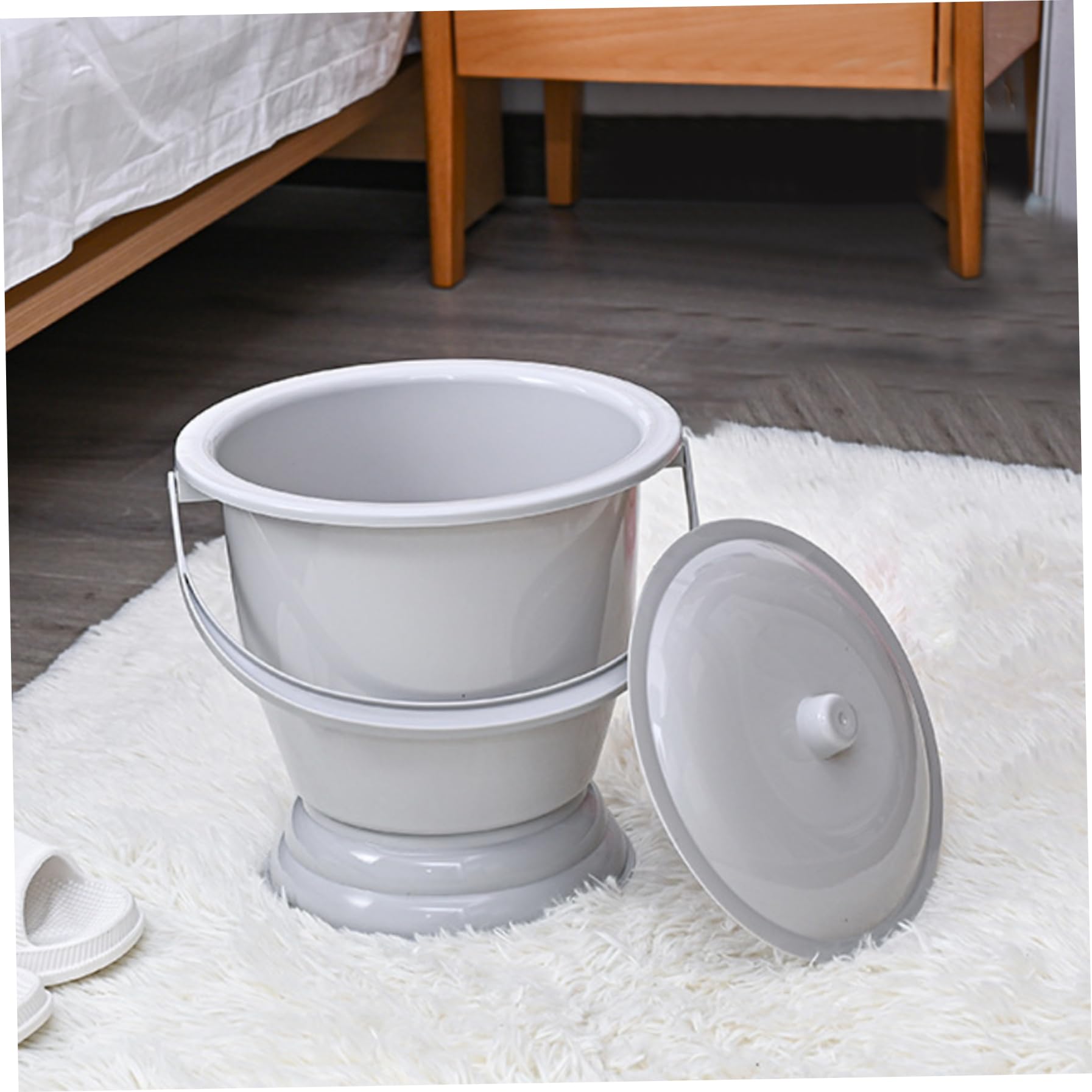Pot de chambre avec couvercle, anti-poussière, résistant à l'humidité, portable, antidérapant, seau de chevet, crachoir pour maison, camping, voiture, voyage, seau commode