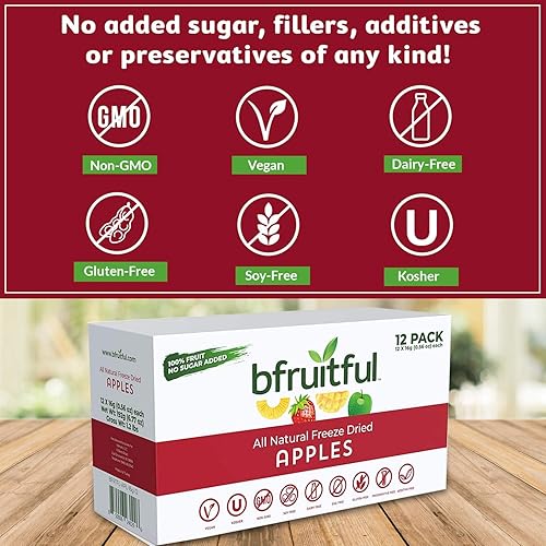 Miniatura 7 de bfruitful Manzanas liofilizadas, naturales, 100% saludables y deliciosas manzanas frescas, sin azúcar añadido, verificado sin OMG, sin gluten