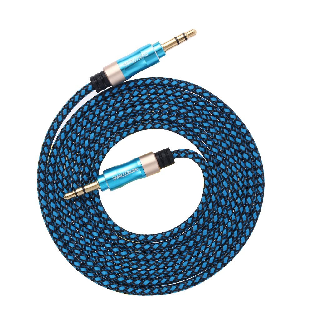 SMALLElectric 3.5mm 4-Pack Nylon Braided Auxiliary Audio Cable (5ft / 1.5m) Tangle-Free AUX Cable for Headphones, iPods, iPhones, iPads, Home/Car Stereos and More (Multicolor)