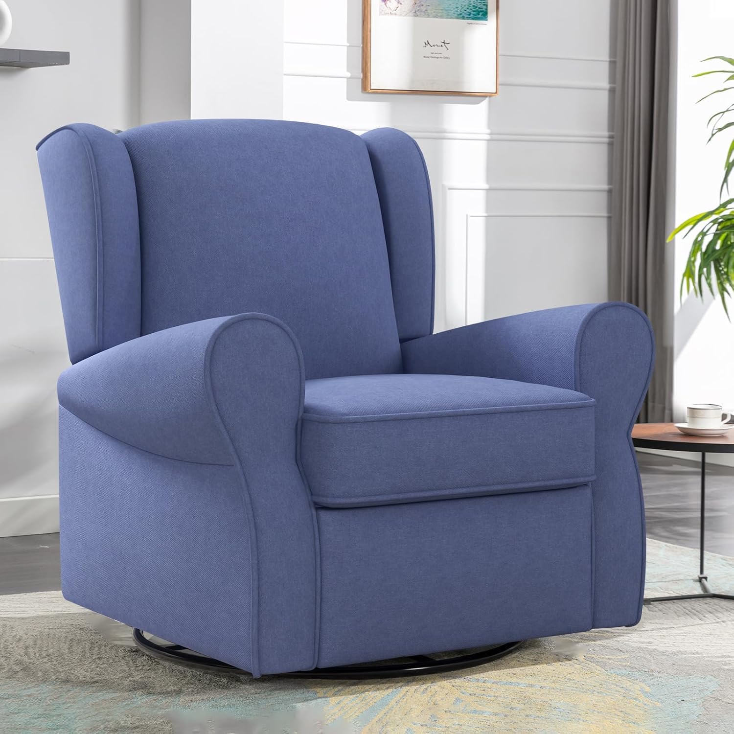 ANJ Rocking Swivel Chair, Upholstered Swivel Gliding Accent
