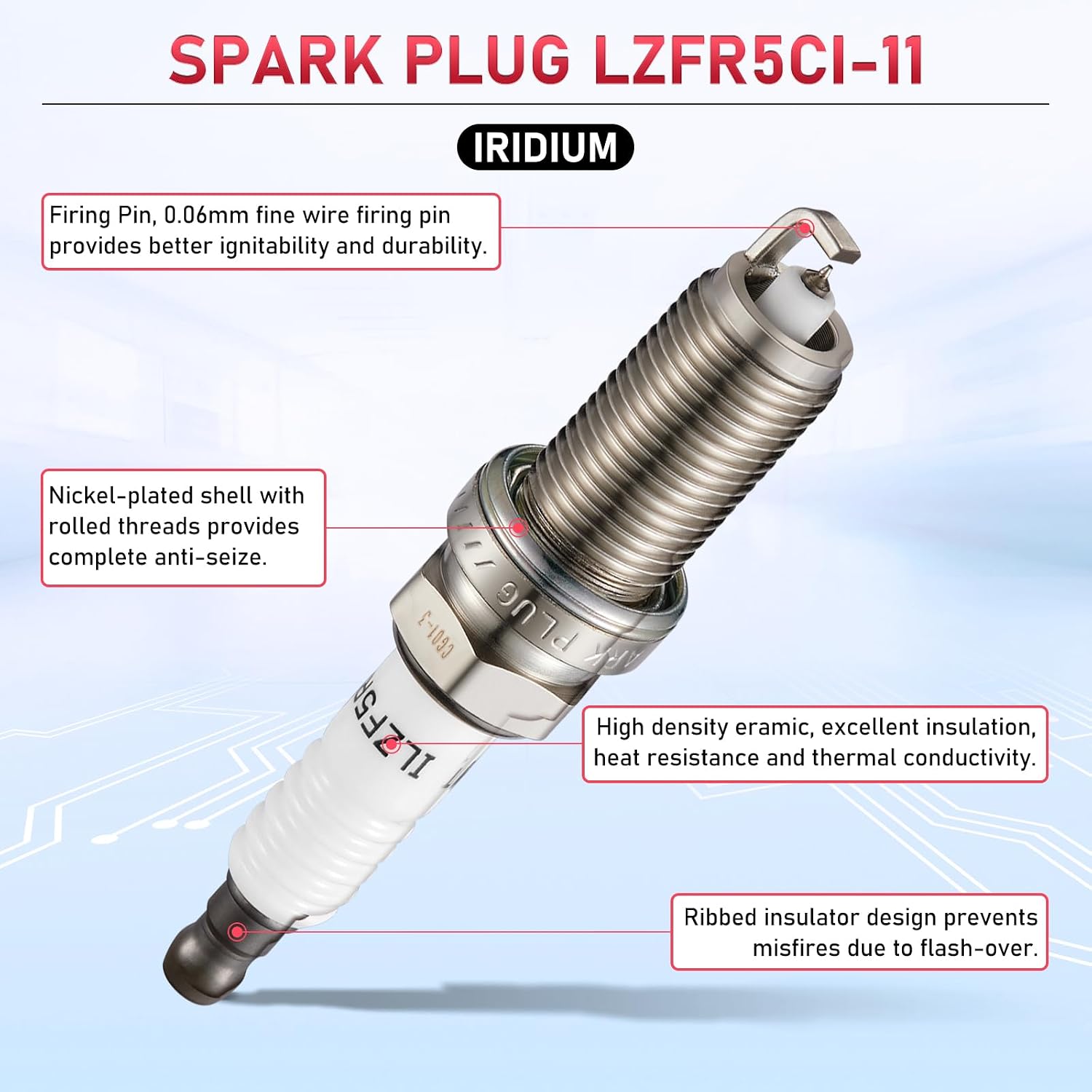 LZFR5CI-11 Iridium Spark Plugs 8 Pack Compatible with Dodge Challenger Charger Durango Dakota Ram 1500 2500 3500 Classic Aspen 300 Grand Cherokee Commander 4.7L 5.7L V8 Engine for 92145