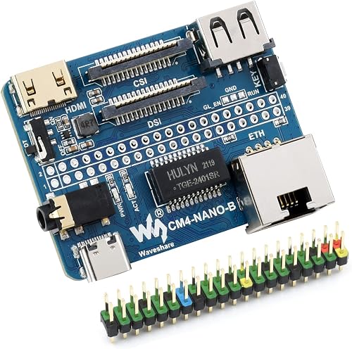 Nano Base Board (B) for Raspberry Pi Compute Module 4, Same Size as CM4, with Standard CM4 Socket, Raspberry Pi 40PIN GPIO, Gigabit Ethernet, USB2.0, DSI, CSI, HDMI, 3.5mm Audio Jack etc.