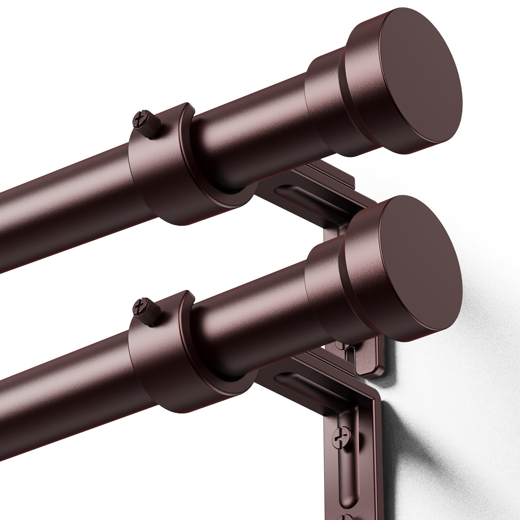 Photo 1 of YaFex Curtain Rods 2 Pack 32-58 Inch, Heavy Duty 1 Inch Curtain Rod, Bronze Short Adjustable Window Treatment Rods, Modern Design, Easy Installation