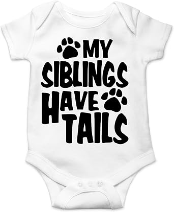 AW Fashions My Siblings Have Tails Baby Bodysuit Funny Cute Newborn Outfit Girl Boy Unisex Romper Clothes