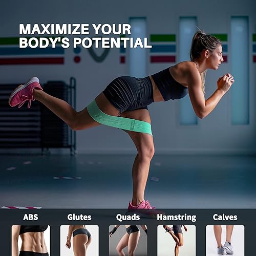 Miniatura 4 de PUJiSai Juego de bandas de resistencia para piernas y culos bandas de entrenamiento antideslizantes para mujeres y hombres 3 niveles de resistencia