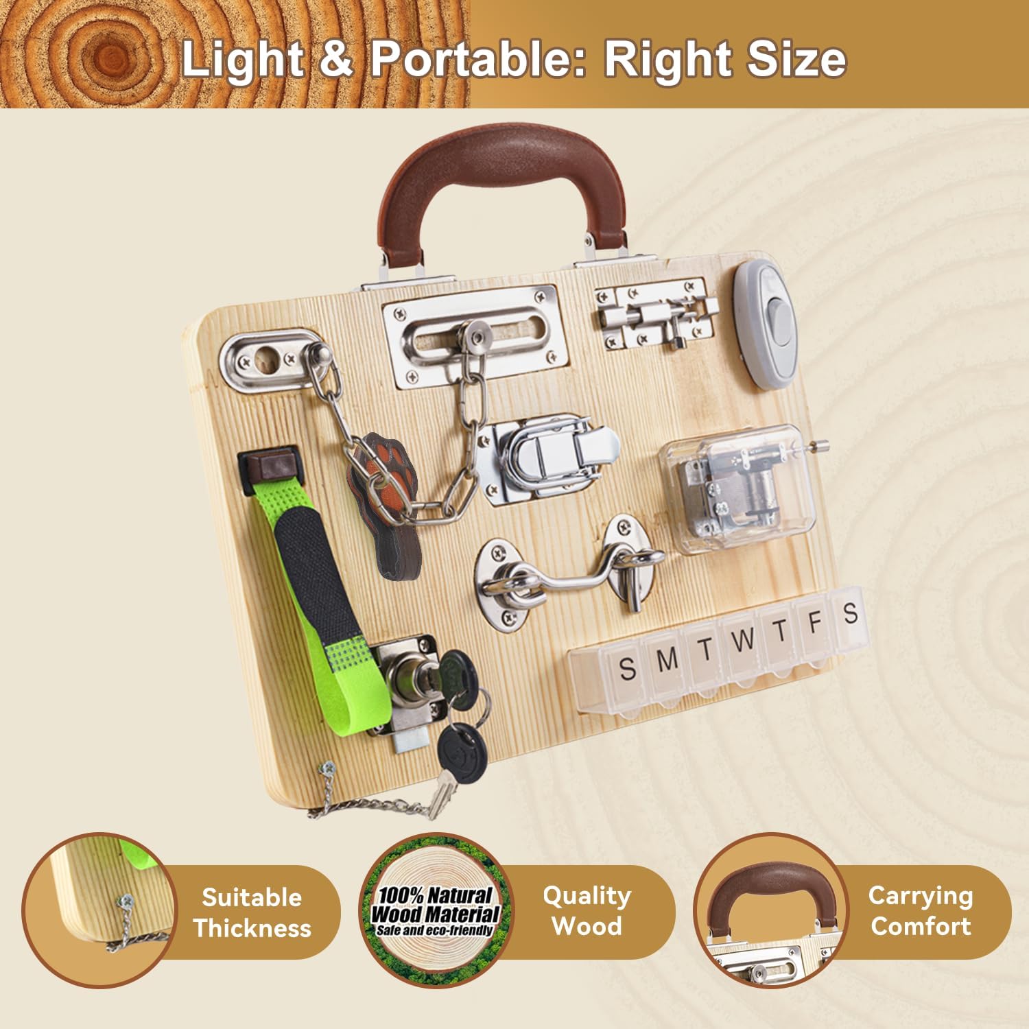 Fidget Busy Board for Adults with Dementia, Montessori Wooden Busy Board for Seniors, Gift Toys for Alzheimers Autism