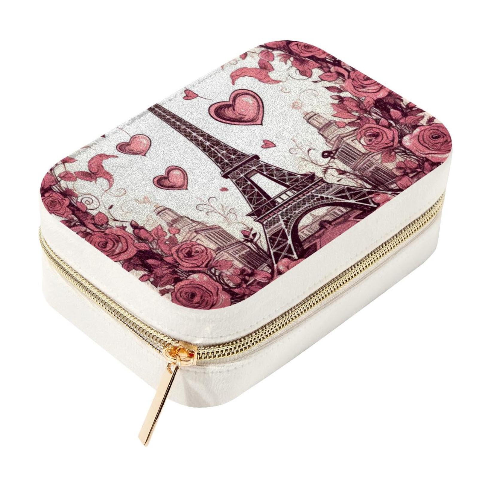 Boîte à bijoux de voyage velours fermeture éclair petit format pour valise