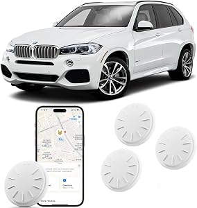 Tracker Tags Work with Apple Find My(iOS Only), Bluetooth Tracker for Luggage,Key,Bag,Replaceable Battery, Item Finders with 4 Waterproof Cases and Keychains (White)