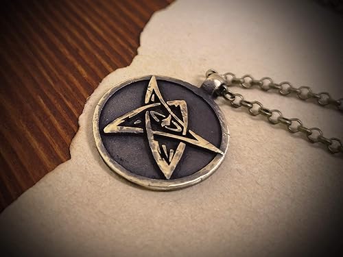 Miniatura 2 de Handcrafted Elder Sign H.P. Lovecraft Cthulhu Necklace Pendant Jewelry Amulet Made Solid Brass Casting - Necklace for Men and Women