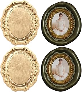 Vintage Embossed Frame Wax Seal Stamp - 3D Relief Photo Frame Seal Stamps with Wood Handle, Retro Sealing Wax Stamp for Wedding Invitations, Scrapbooking, Letters(Oval #6)