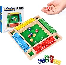 Wooden Table Game Dice Shut The Box Game for 4 Players, Classic Premium Wooden Dice Board for Traditional Bar, Travel, Family Board Games, Holiday Fun, Best Gift for Kids