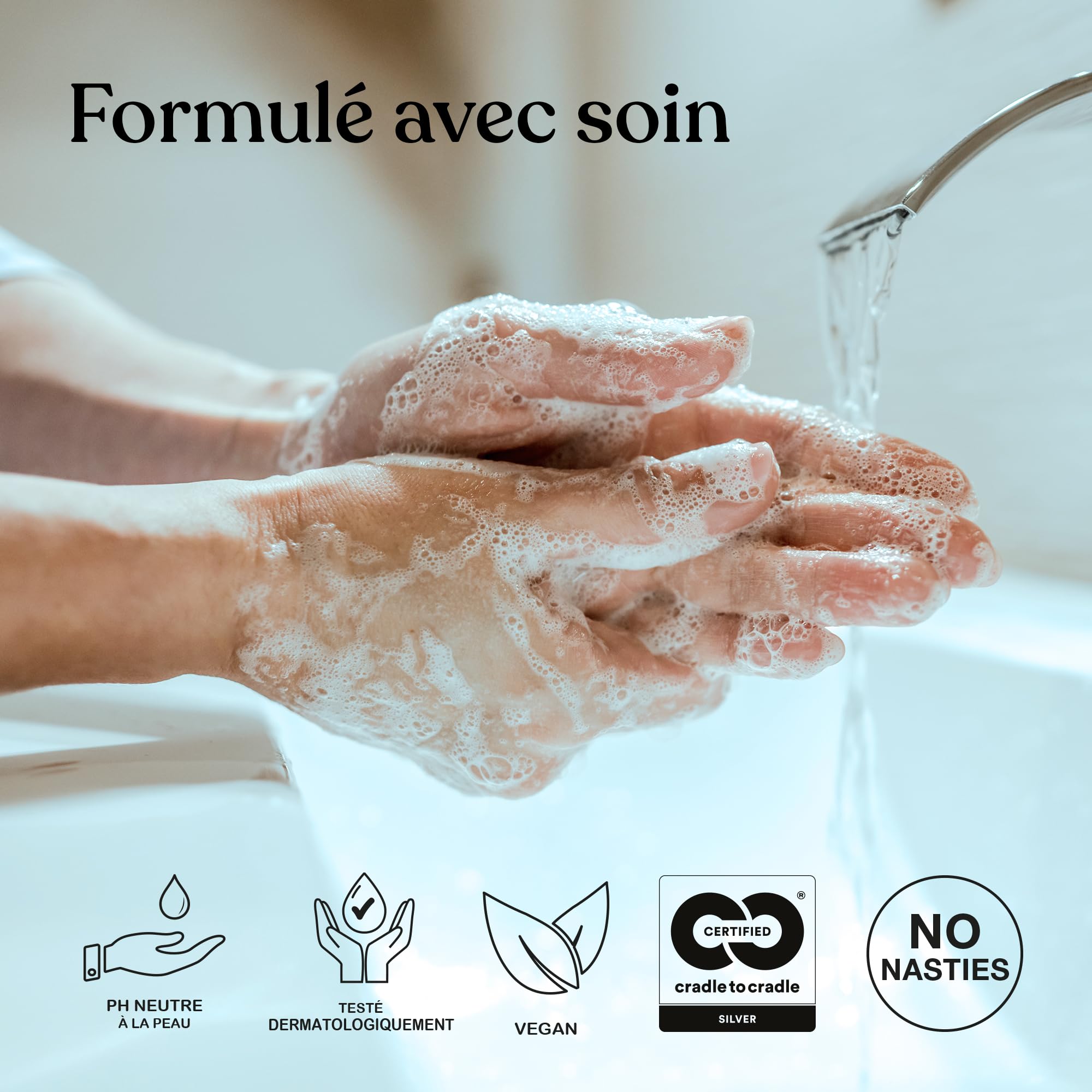 ADA Cosmetics Savon Liquide Mains – Lot de 6 x 300 ML Vegan, Doux et revitalisant aux minéraux Marins et extrait d’algues - Compatible avec Support Mural SmartCare