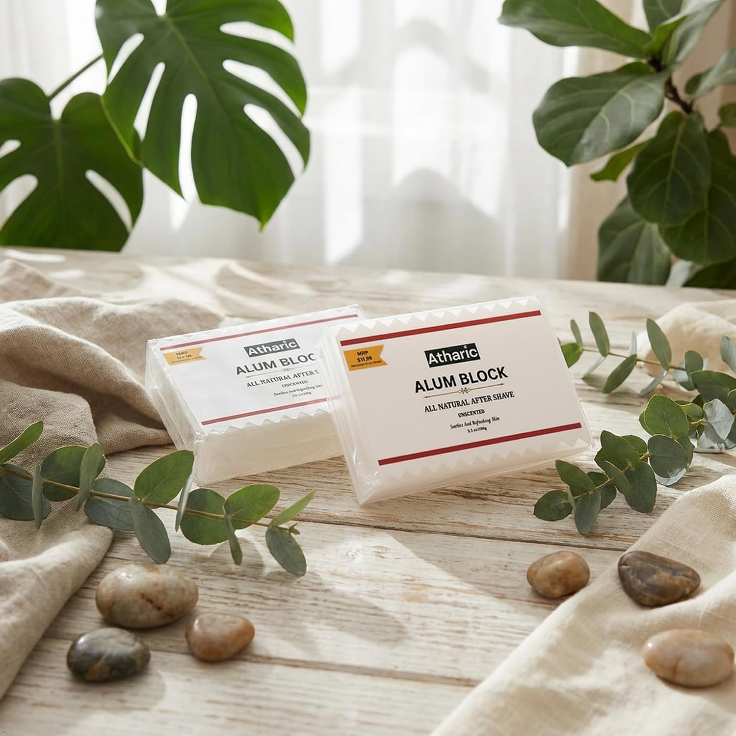 Alum Bar-Pack of 2, 3.5oz 100% Pure & Natural Alum Stone It is Mild Effective Chemical Free Also Excellent for Use with a Shaving
