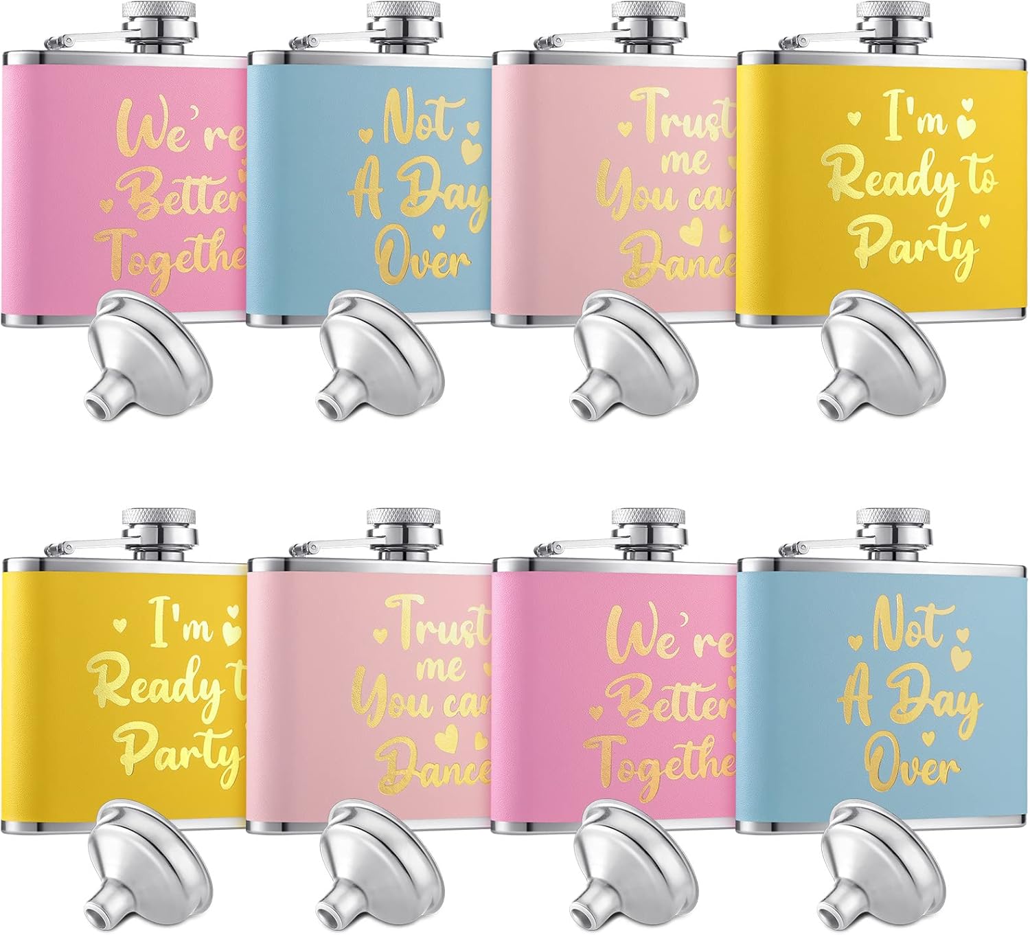 Irenare 8 Pcs Liquor Flasks for Women Girls Weekend Trip