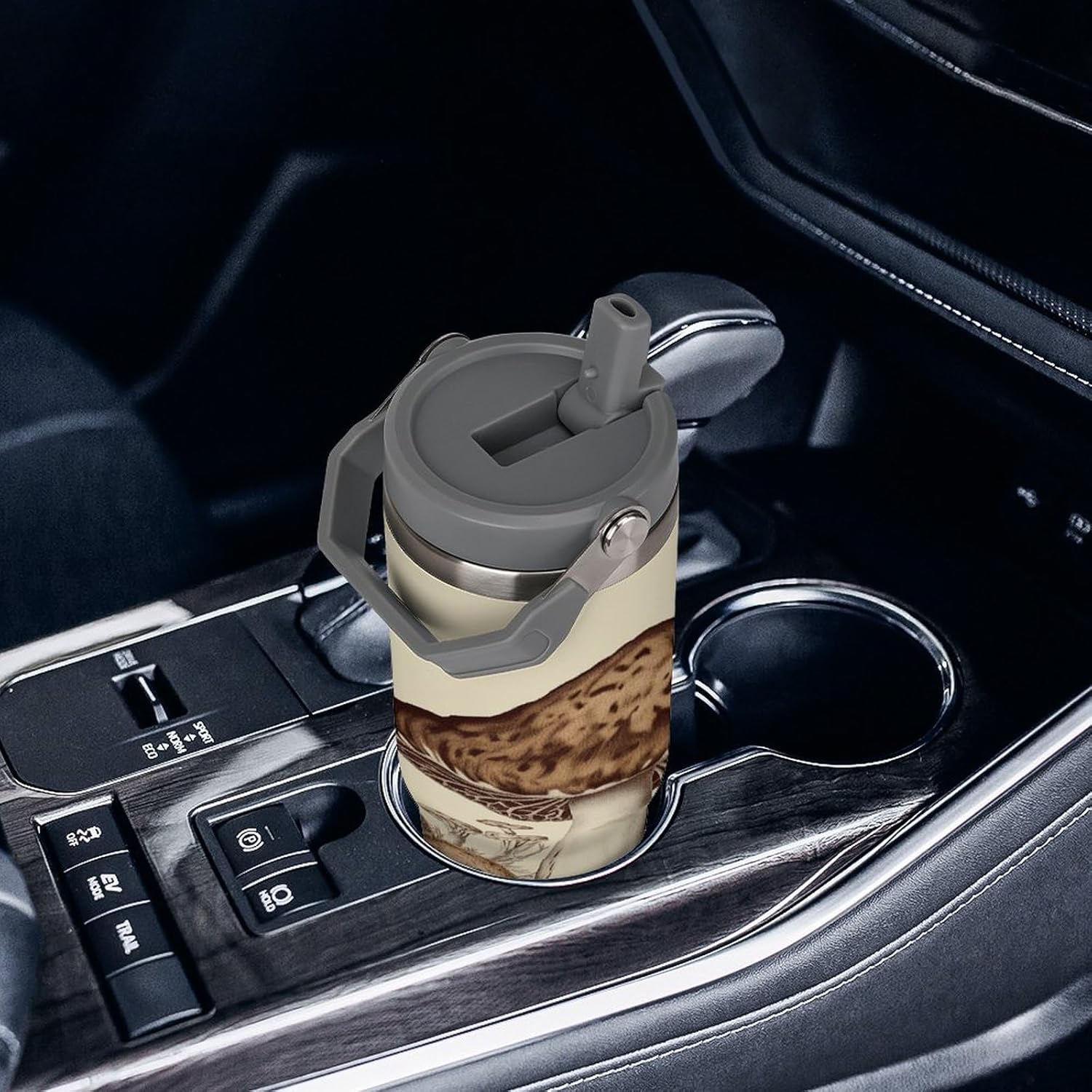 Vintage Mushrooms Drawing Water Bottle 30 Oz Fits Car Cup Holder,Insulated Coffee Mug Large Capacity Car Cups,Stainless Steel Double Wall Sport Bottle for Travel Sports Gym