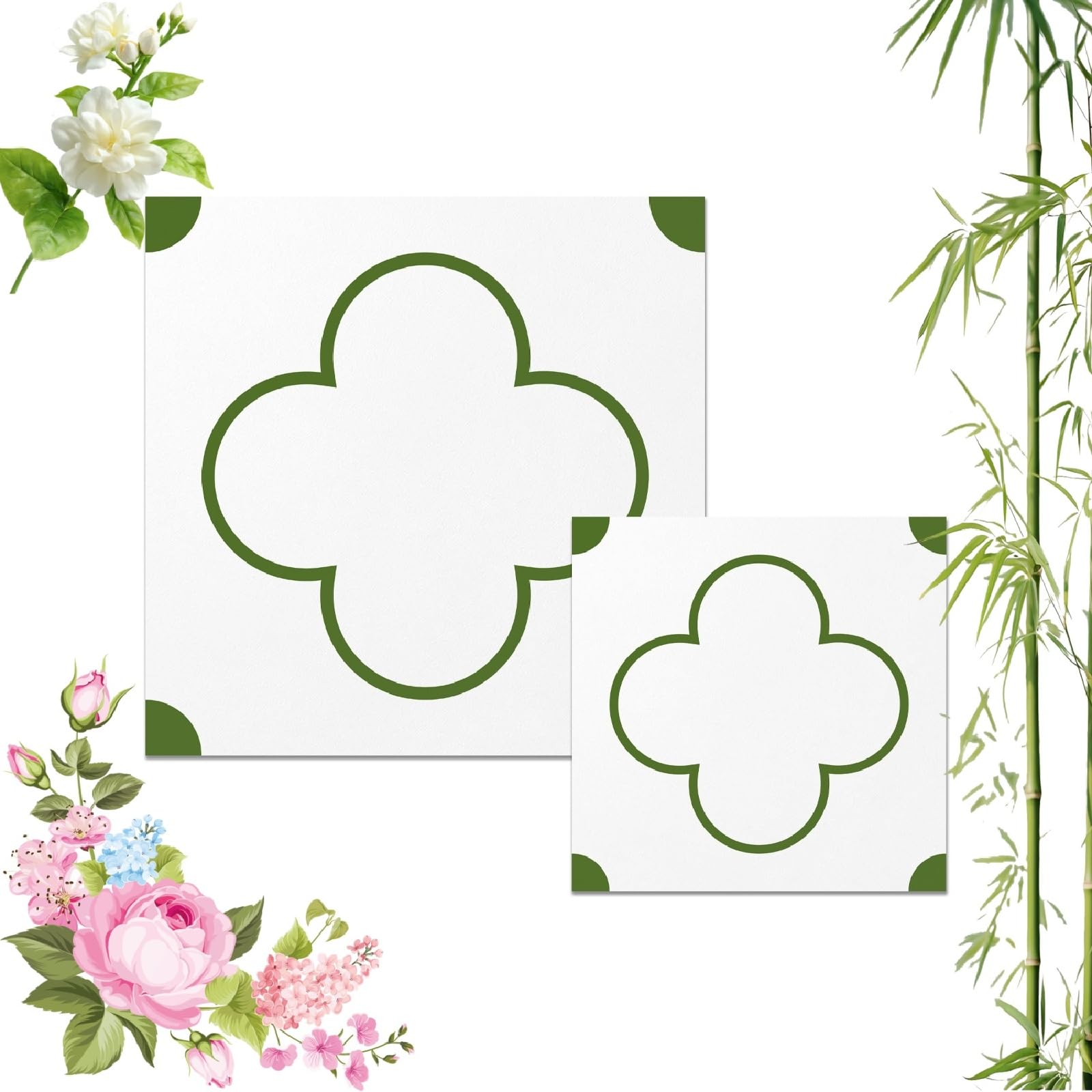 Self-Adhesive Wood Pattern Floor Tiles, 20pcs-30x30cm Vintage Floral Self Adhesive Vinyl Tile, Waterproof Removable Wall Floor Decal for Bathroom Kitchen Bedroom (10pcs-20x20cm,PTS76)