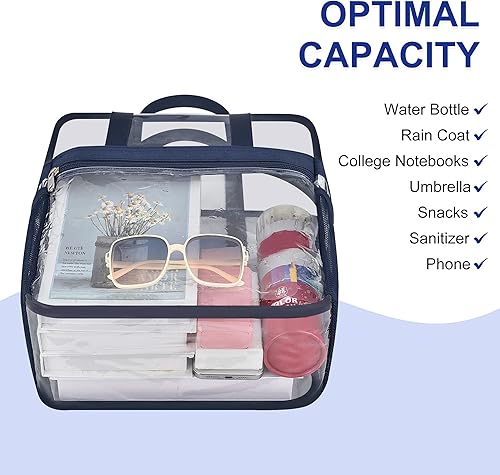 Vista 96 de Oraben Bolsa transparente transparente aprobada para estadios de 12 x 6 x 12 pulgadas, bolsa de estadio para trabajo, juegos deportivos, gimnasio