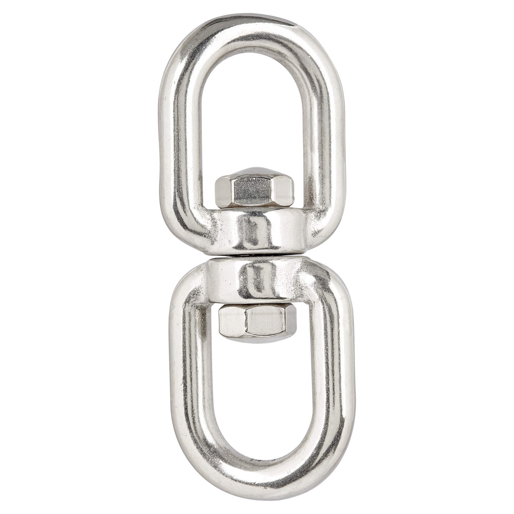 Drehwirbel Edelstahl AISI 316 V4A (Auge/Auge) M12 | BL 4600 kg, 12 mm | Seilwirbel für Boxsack, Schwenkgrill, Hängesessel, Blumentopf | Kettenwirbel, Wirbel-Schäkel, Swivel, Doppelwirbel