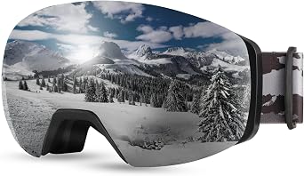 FEISEDY Magnetic Ski Goggles for Men Women Youth Frameless Snow Goggles 100% UV Protection Snowboard Goggles B0020