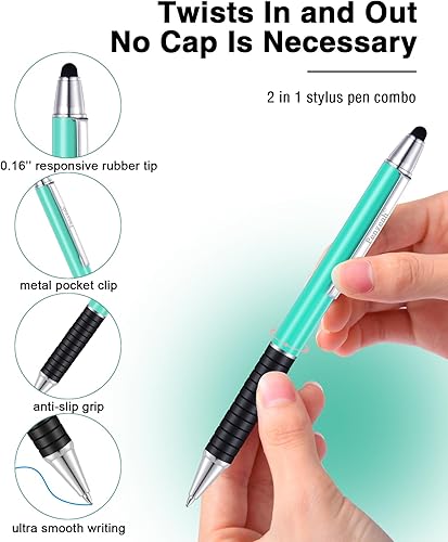 Miniatura 2 de Penyeah Bolígrafos retráctiles con punta de lápiz capacitivo (paquete de 3), lápiz capacitivo de metal para pantalla táctil, tableta Android,